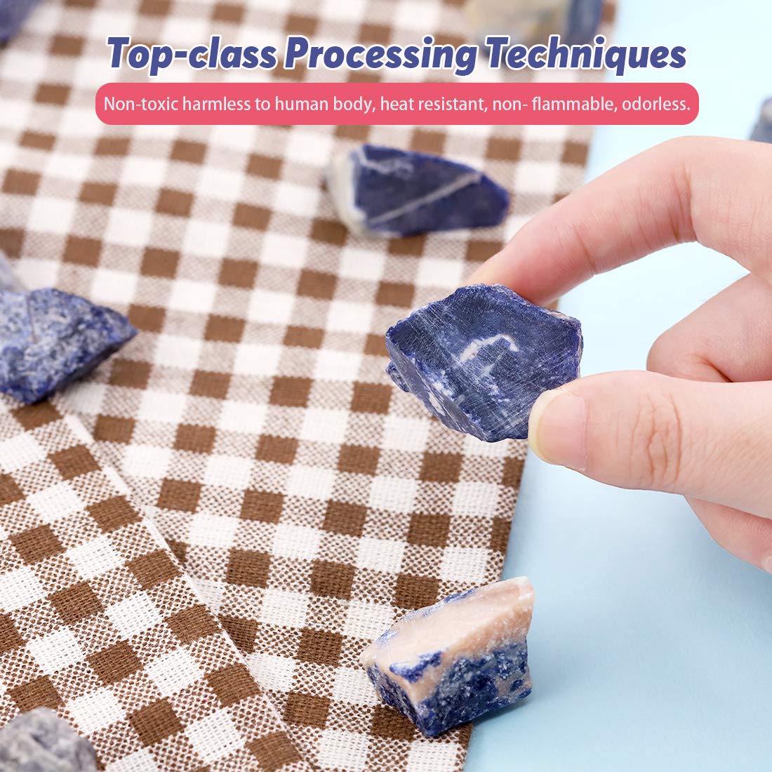 Hilitchi 1lb Bulk Raw Blue-Vein Stone Rough Crystal Stone for Cabbing, Tumbling, Cutting, Polishing, Wire Wrapping,Gem Mining, Wicca, Reiki and Crystal Healing
