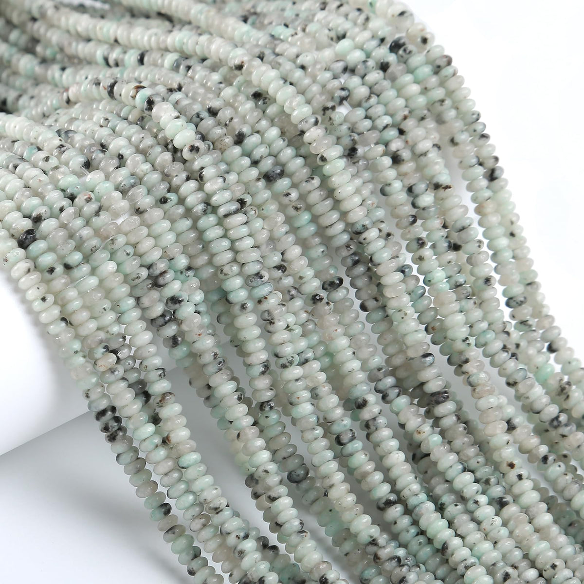 150PCS 2x4mm Natural Tianshan Blue Jaspers Stone Rondelle Beads Abacus Disk Stone Beads Round Loose Spacer Gemstone for DIY Bracelet Necklace Jewelry Making