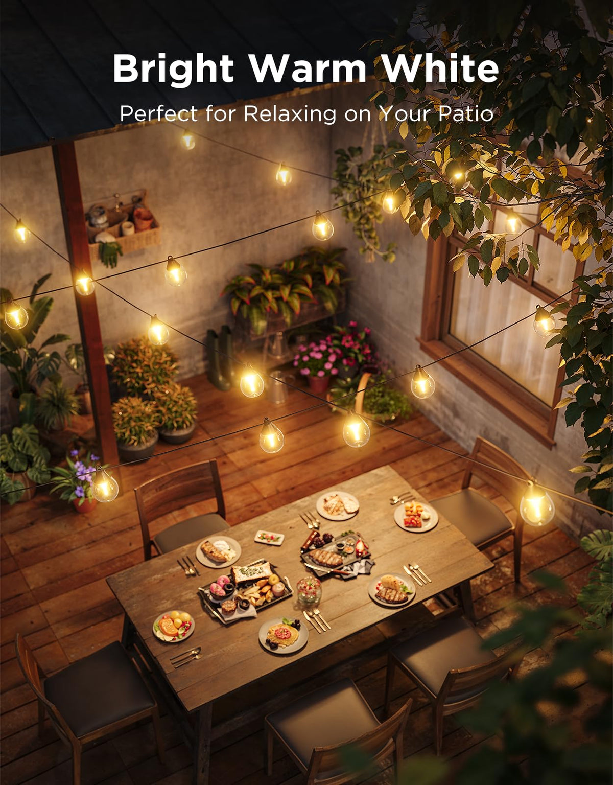 Govee Clear Bulb Outdoor String Lights, 96ft RGBWIC Dimmable Patio & Backyard Lights with 30 LED Bulbs, 111 Modes, IP67 Waterproof & Shatterproof, Works with Alexa, Google & Matter