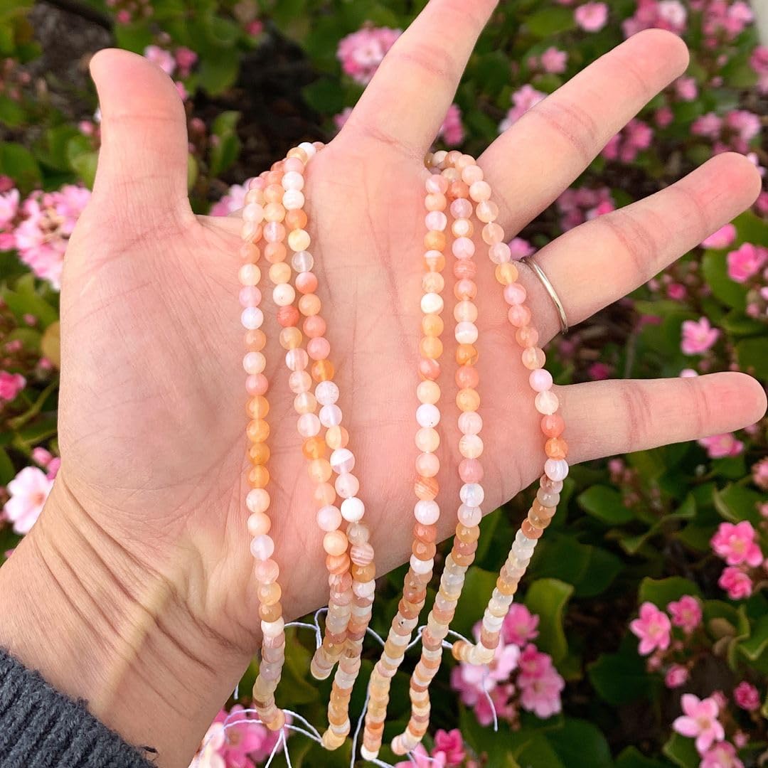 1 Strand Adabele Natural Red Botswana Agate Healing Gemstone 4mm (0.16 Inch) Tiny Small Round Loose Beads Gem Stone Spacer (84-90pcs) for Jewelry Making GH-A4