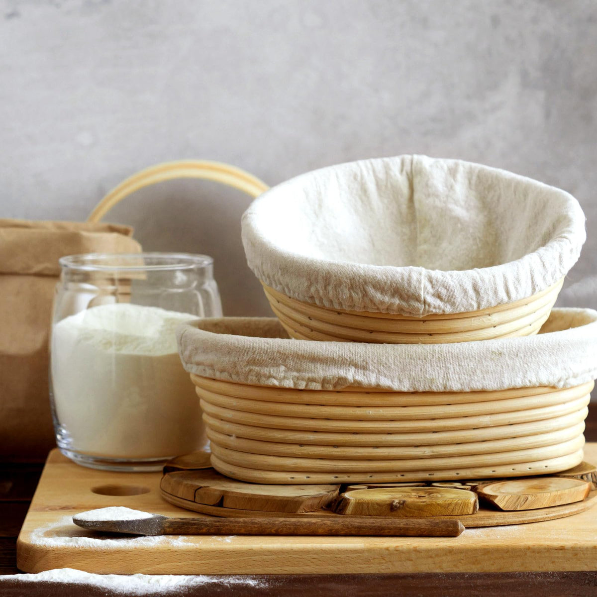 Boao 6 Pieces Bread Banneton Proofing Basket Liner Cloth Cover Natural Rattan Baking Dough Banneton Proofing Sourdough Basket Cloth Liner Bread Baking Supplies (Round,10 Inch)