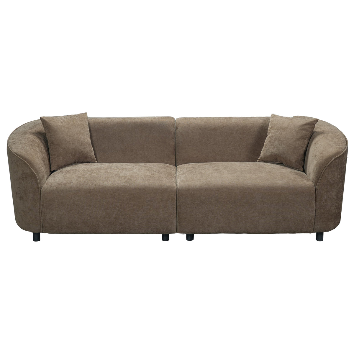 Merax 87" Curved Sofa Comfy Contemporary Upholstered Loveseat with Extra Deep Seats for Living Room Apartment Office, Brown