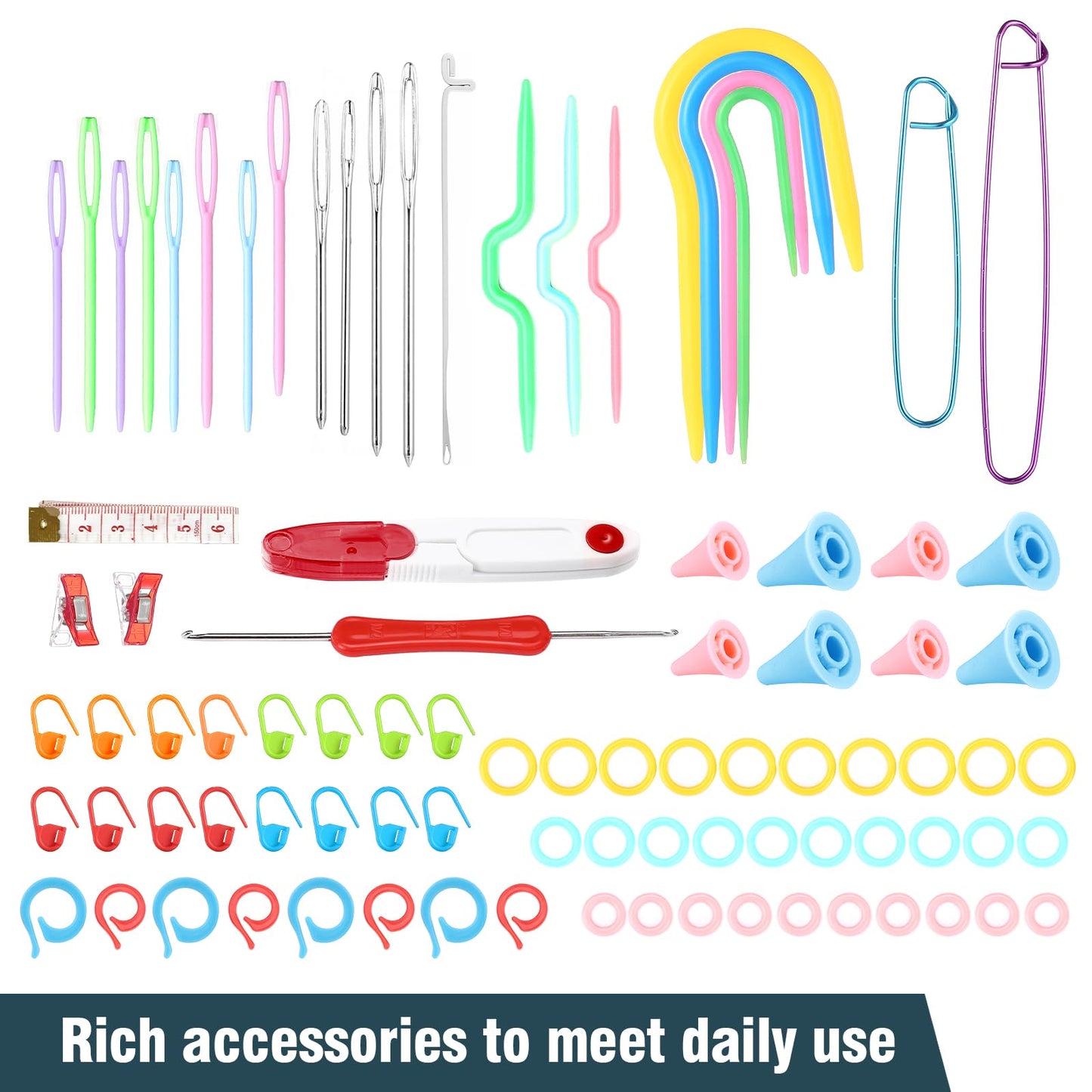 LIHAO Circular Knitting Needles Set, 11PCS Stainless Steel Knitting Needles＆Knitting Accessories for Beginners, 32 inches (80 cm)