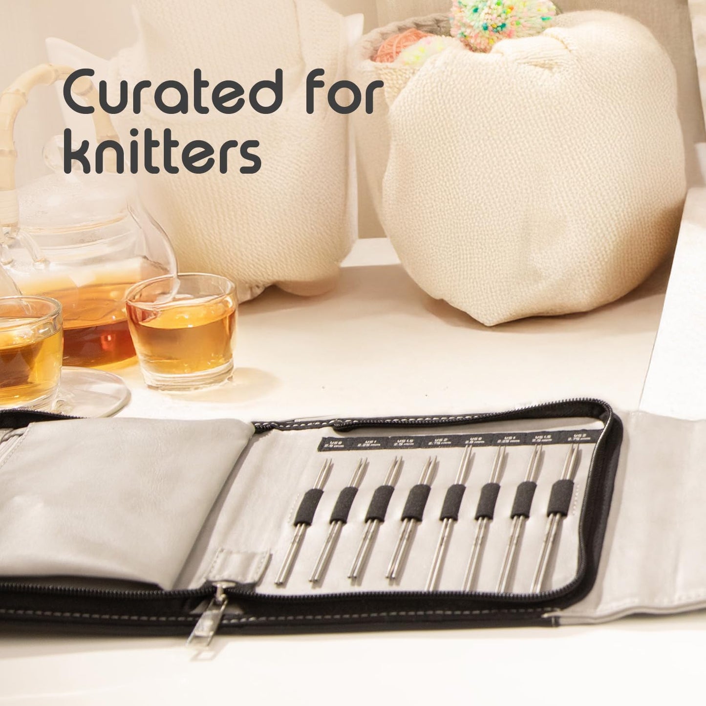 KnitPro Stelo Petite Midi Interchangeable Needle Set 4" (10cm) & 5" (12.5cm) | 4 US Sizes (0 to 2)