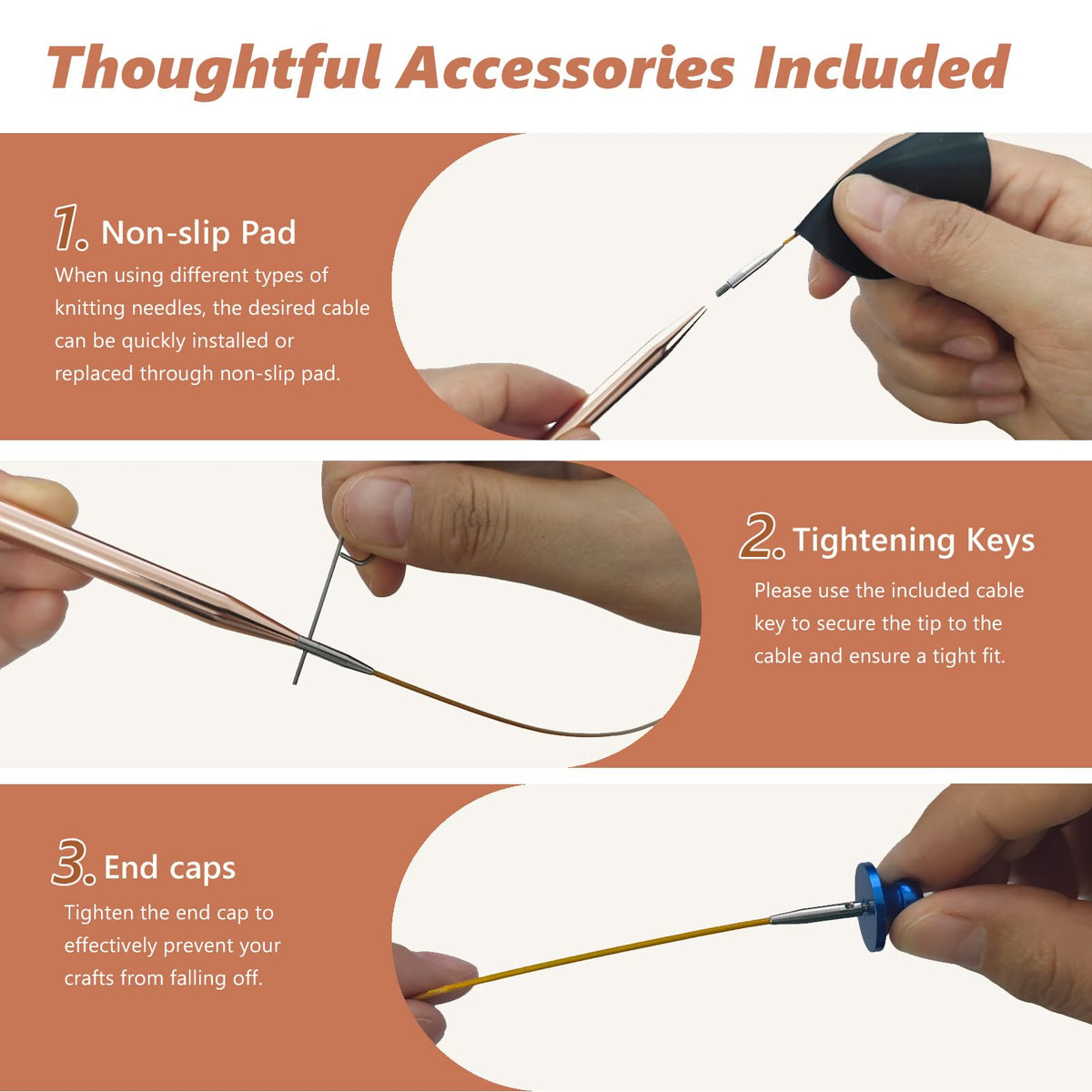 LYMIGER 13 Pairs Interchangeable Circular Knitting Needles Set, 4in Knitting Needles Set Aluminum 3-10mm with 20cm, 40cm, 60cm, 80cm, 100cm Rotatable Cables, Knitting Accessories and Case (Rose Gold)