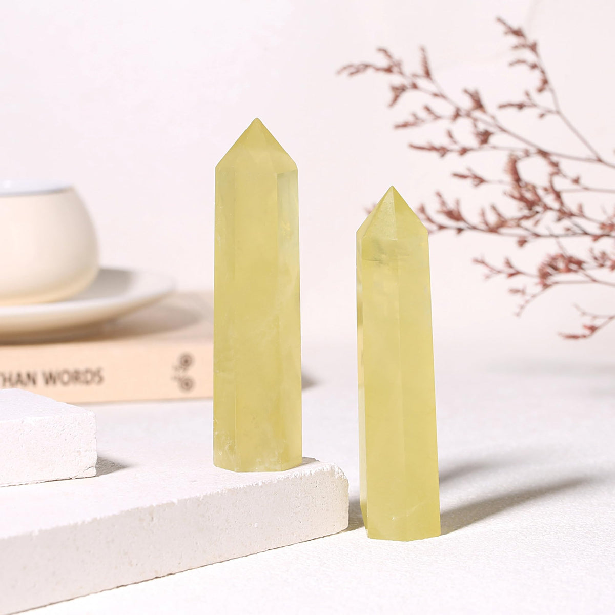 ZHIYUXI3.7-4" Citrine Crystal Yellow Crystal Wand Hexagonal Pointed Gemstones Healing Crystals Tower Stone 1 Pc Large Crystals Reiki Energy Balancing Meditation Therapy Decoration Gifts