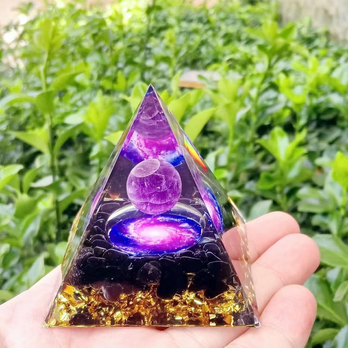 ycyingcheng Moonstone Crystal Orgone Pyramid Ogan Crystal Energy Tower, Nature Reiki Chakra Crushed Stone Jewelry, Crystal Pyramid for Home Decor (Crystal Pyramid-48)