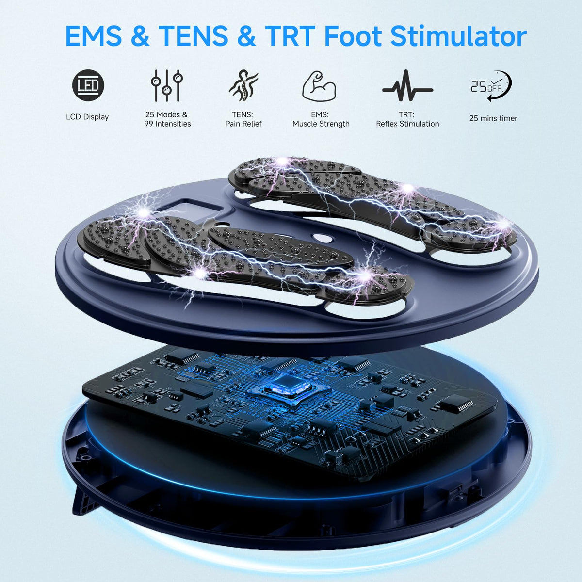 FDA Cleared - Electronic Muscle Stimulator for Neuropathy Foot Leg Massage, EMS Foot Massager for Pain Relief & Muscle Relaxation, EMS/TENS Feet Stimulator for Circulation, for Dad Mum Elder Gifts