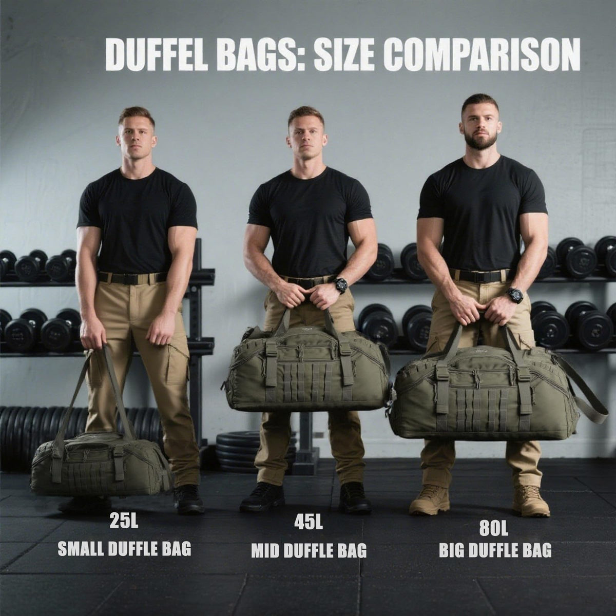 Miramrax Travel Duffle Bag Backpack for Men - Large Tactical Bags Weekender Gym Bag for Overnight Traveling Military Workout Deployment Sports (Green, 25L)