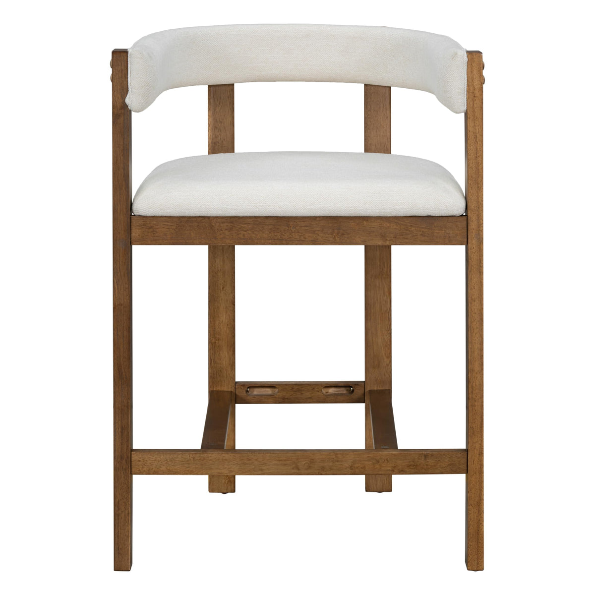 Christopher Knight Home Set of 2 Rylan Modern Fabric Upholstered Dining Room Counter Height Barstools,Kitchen Island Rubberwood Counter Stool,Armchair with Footrest+Curved Backrest,Beige+Walnut