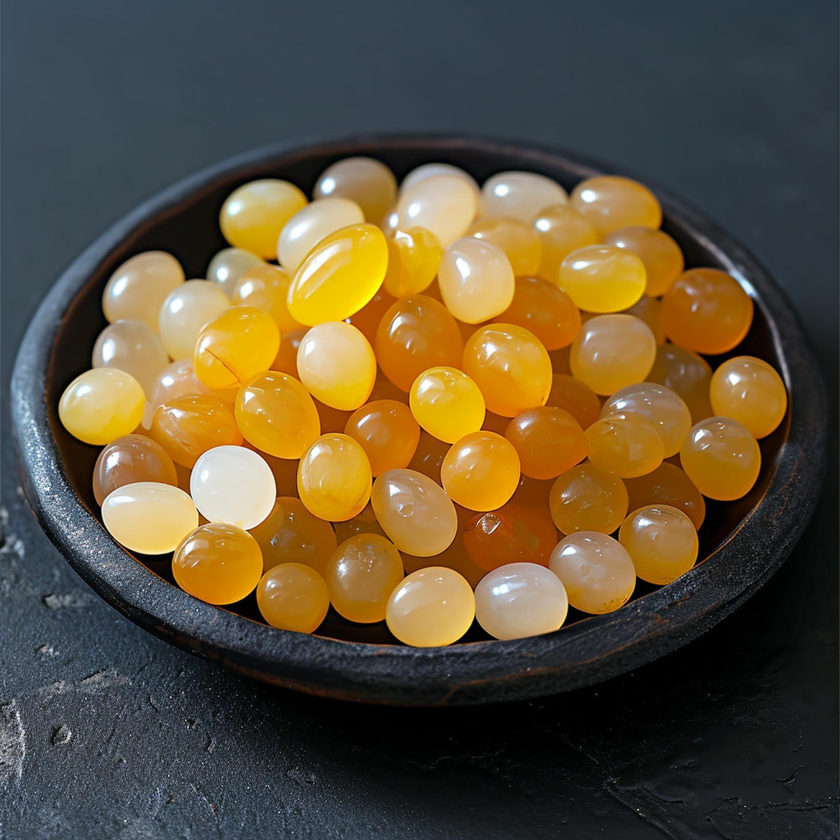 SigMntun Polished Yellow Agate Crystal Chips 200 Pcs - 0.3" 10 oz Tumbled Stone Chips Crushed Sea Glass Stones Healing Reiki Crystal Making Home Decoration