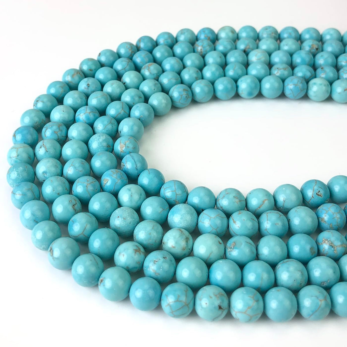 6mm Blue Turquoise Beads Round Gemstone Loose Beads for Jewelry Making (60-64pcs/strand)