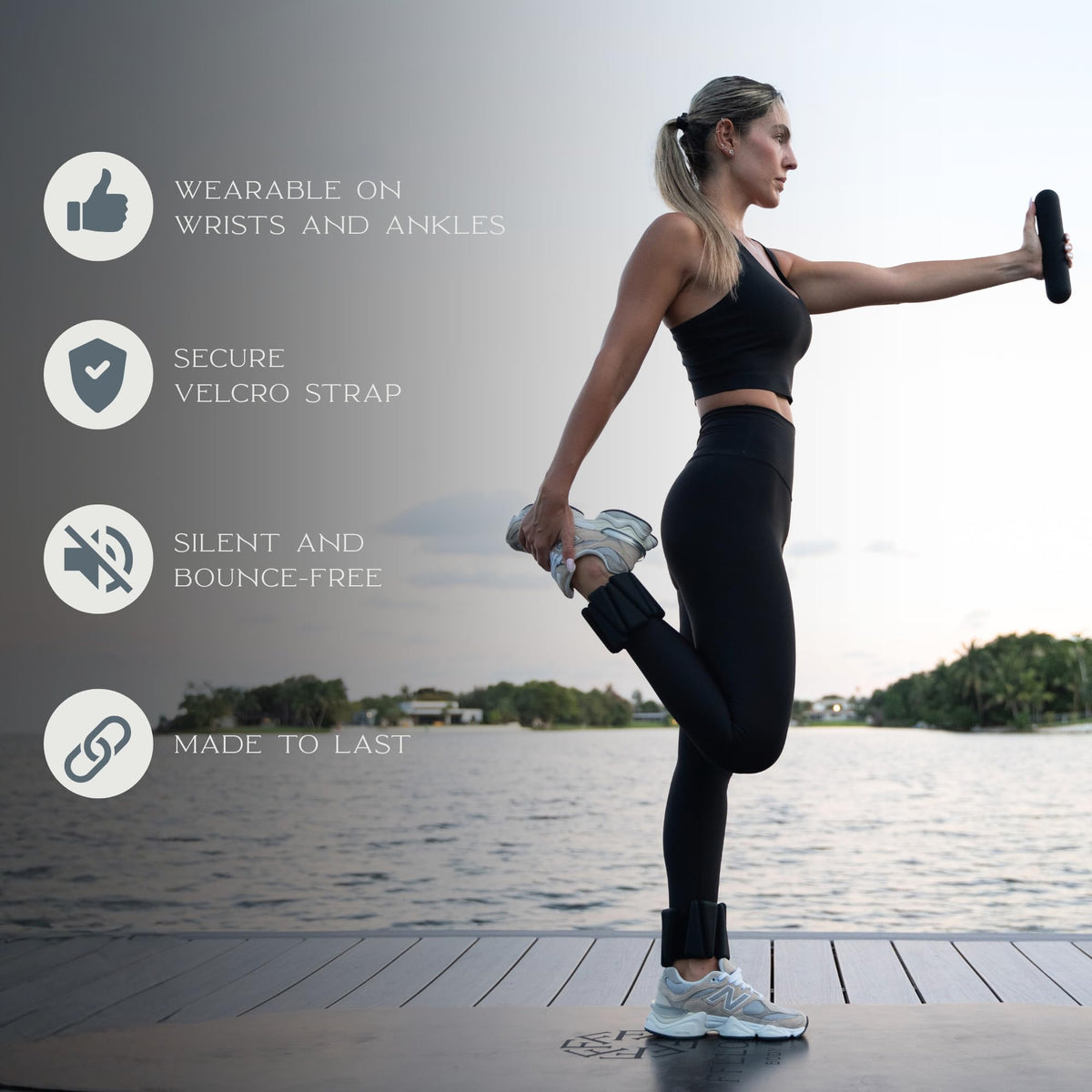 FFLLOOWW Adjustable Ankle & Wrist Weights Set, 2 lbs Each (4 lbs Total), Soft Comfortable Weights for Walking, Pilates, Barre & Home Workouts with Secure Fit for Women & Men