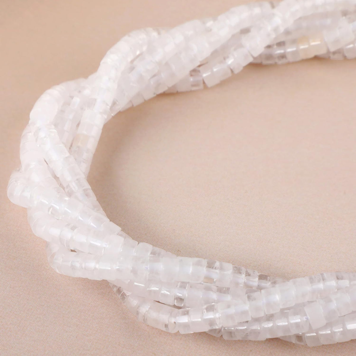 Natural Clear Quartz Crystals Heishi Spacer Beads Loose Semi Precious Flat Round Gemstone Disc Shape Stone for Beading Jewelry Making 4x2mm 15.5"