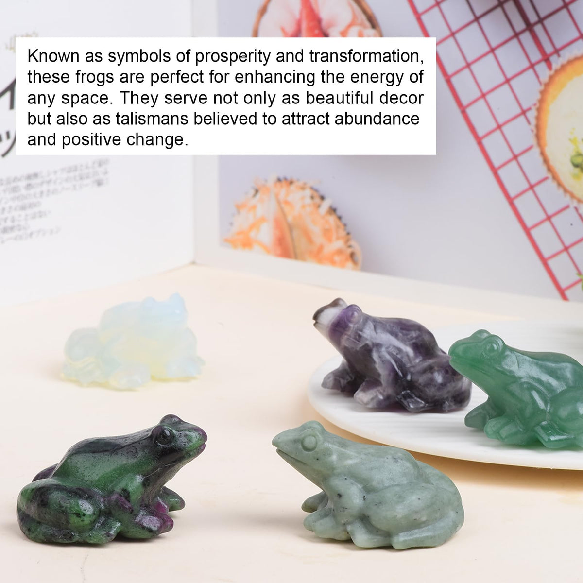QLRSUXN 2 Inch Green Aventurine Frog Crystal Figurine，Frog Gifts Healing Crystal Decor，Frog Garden Statue Stone Energy Gemstones, in Bedroom Office Christmas Meditation Gifts Aquarium Decoration