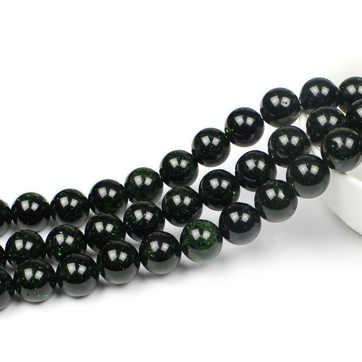 MJDCB Best Sellers Green Sand Stone Round Stone Beads for Jewelry Making DIY Bracelet Necklace (8mm)