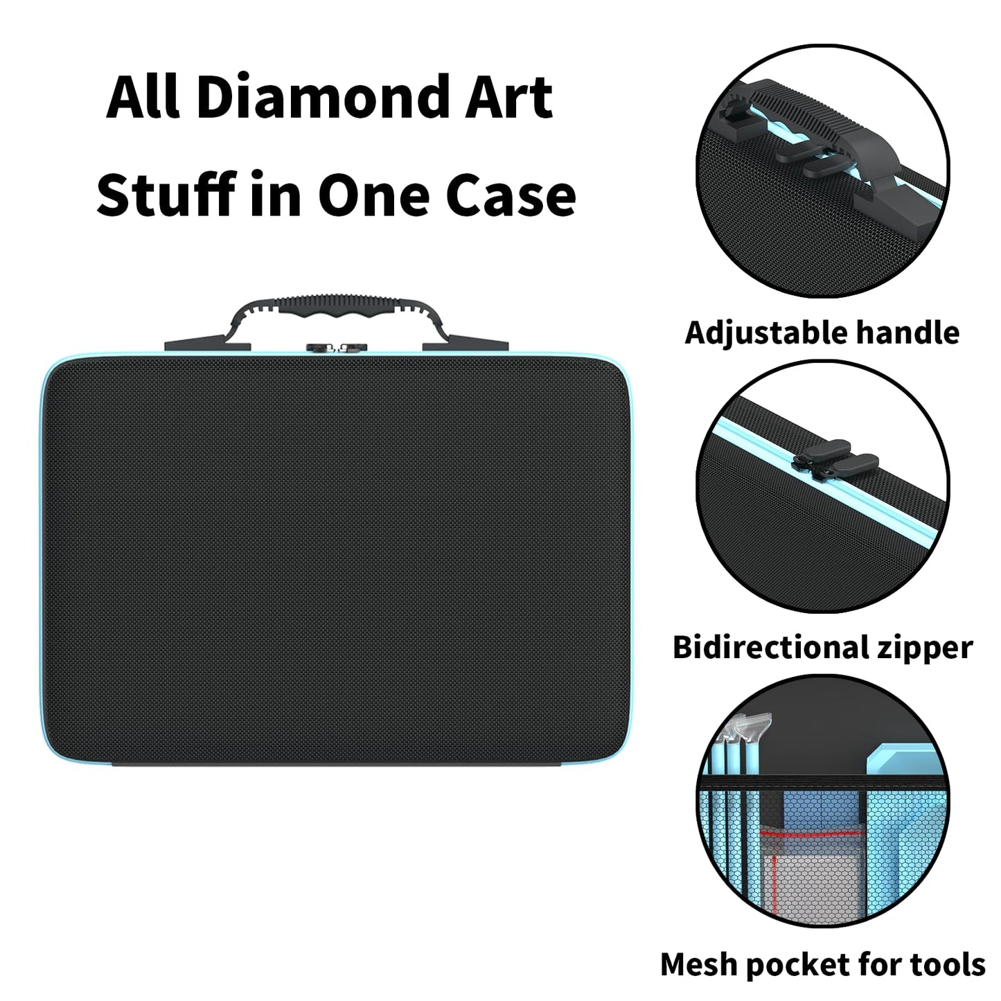 VANSUNS 60 Slots Diamond Painting Storage Containers Kits, Thickened Waterproof Portable Bead Storage Boxes for Diamond Painting Accessories and Tools, Blue