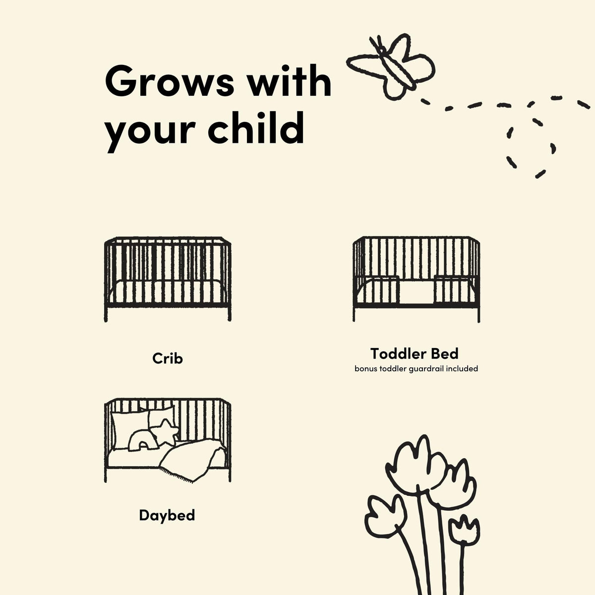 Storkcraft Sicily 3-in-1 Convertible Crib with Toddler Rail Included – GREENGUARD Gold Certified, 100% Solid Wood, Converts to Toddler Bed, Fits Standard Baby Crib Mattress (Driftwood)