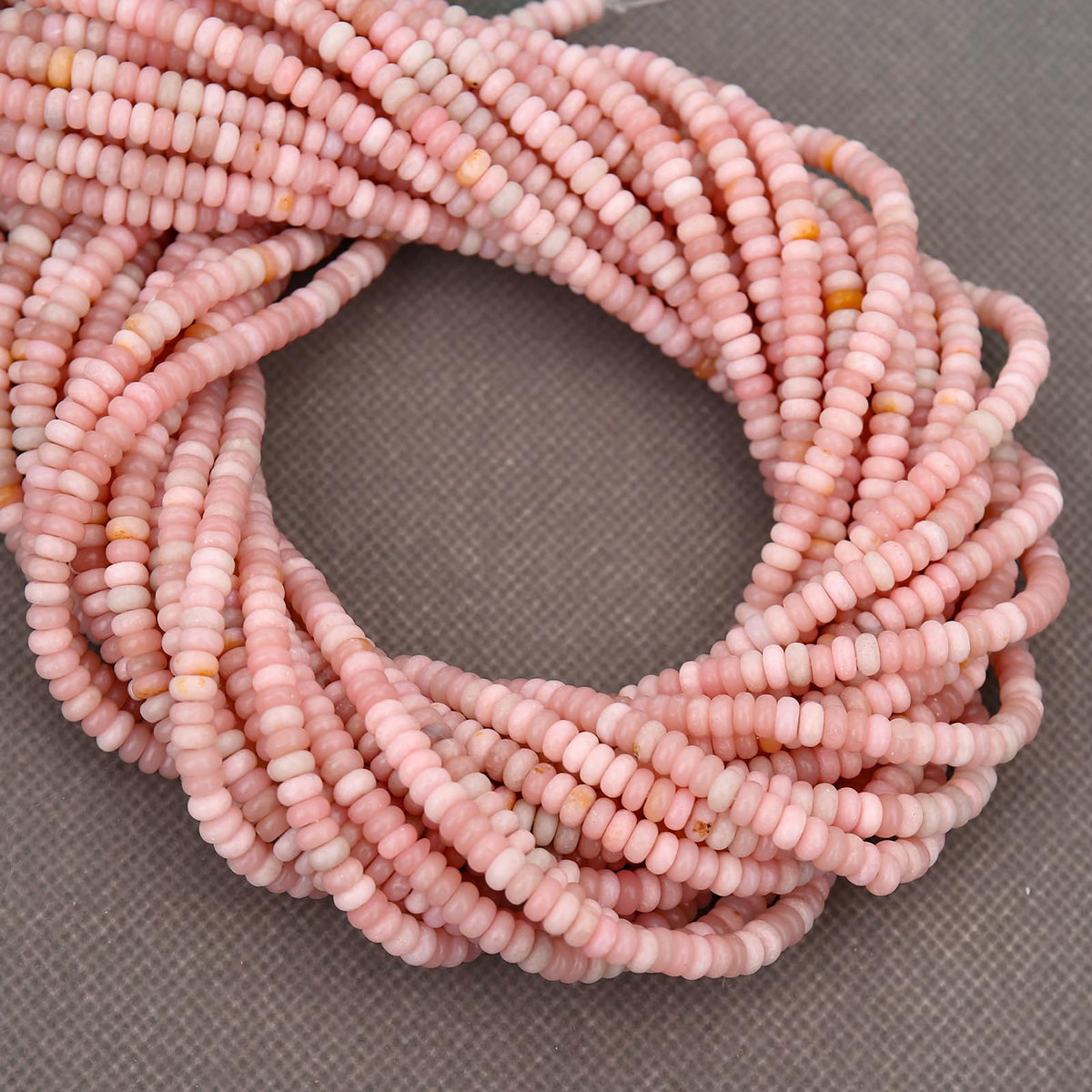 BONNY BOXX 1 Strand (150PCs) Natural 2 * 4mm Pink Opal Rondelle Beads, Natural Abacus Disk Stone Beads Loose Spacer Gemstone for DIY Bracelet Necklace Jewelry Making