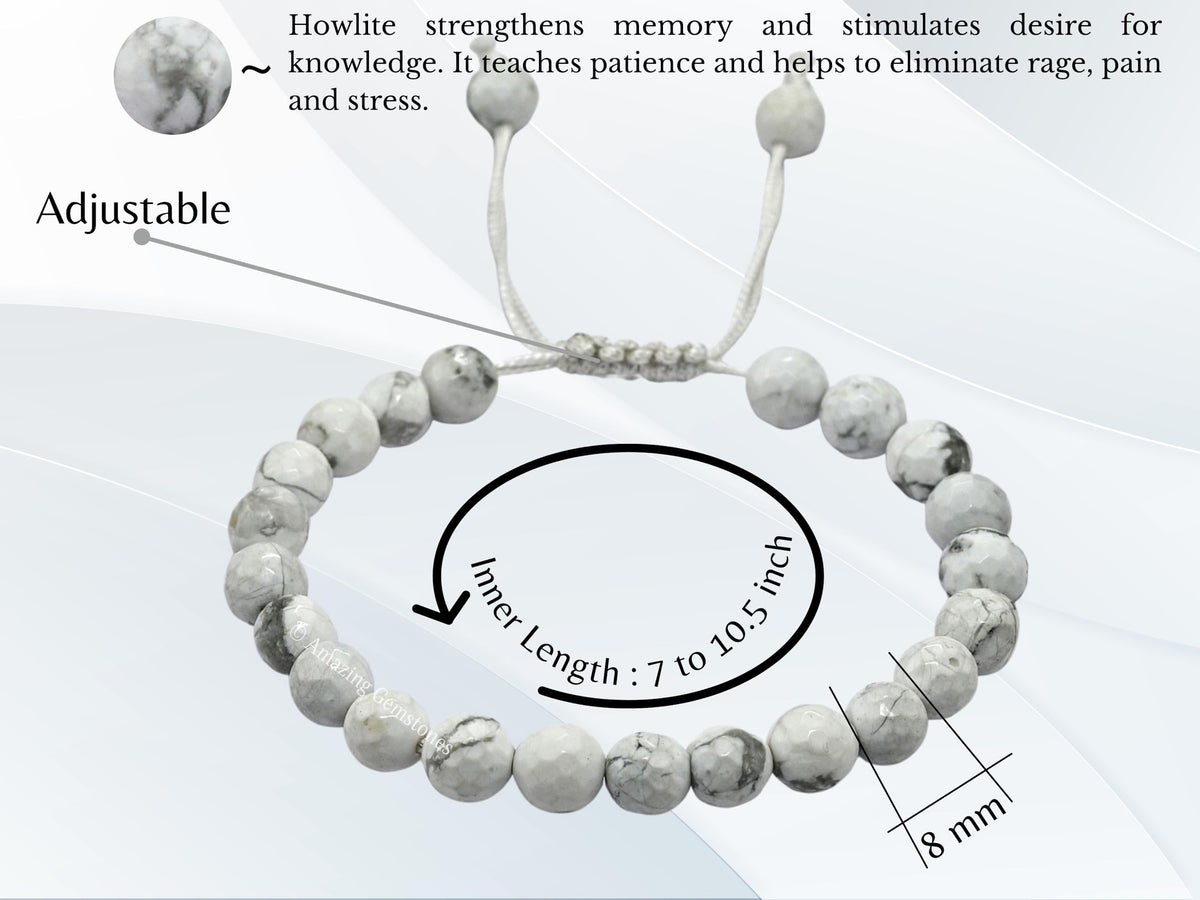 Amazing Gemstone Howlite Bracelet for Women - Chakra Mens Bracelet Protection Crystals and Healing Stones - Blessing Spiritual Meditation Gift Christmas Stocking Stuffers