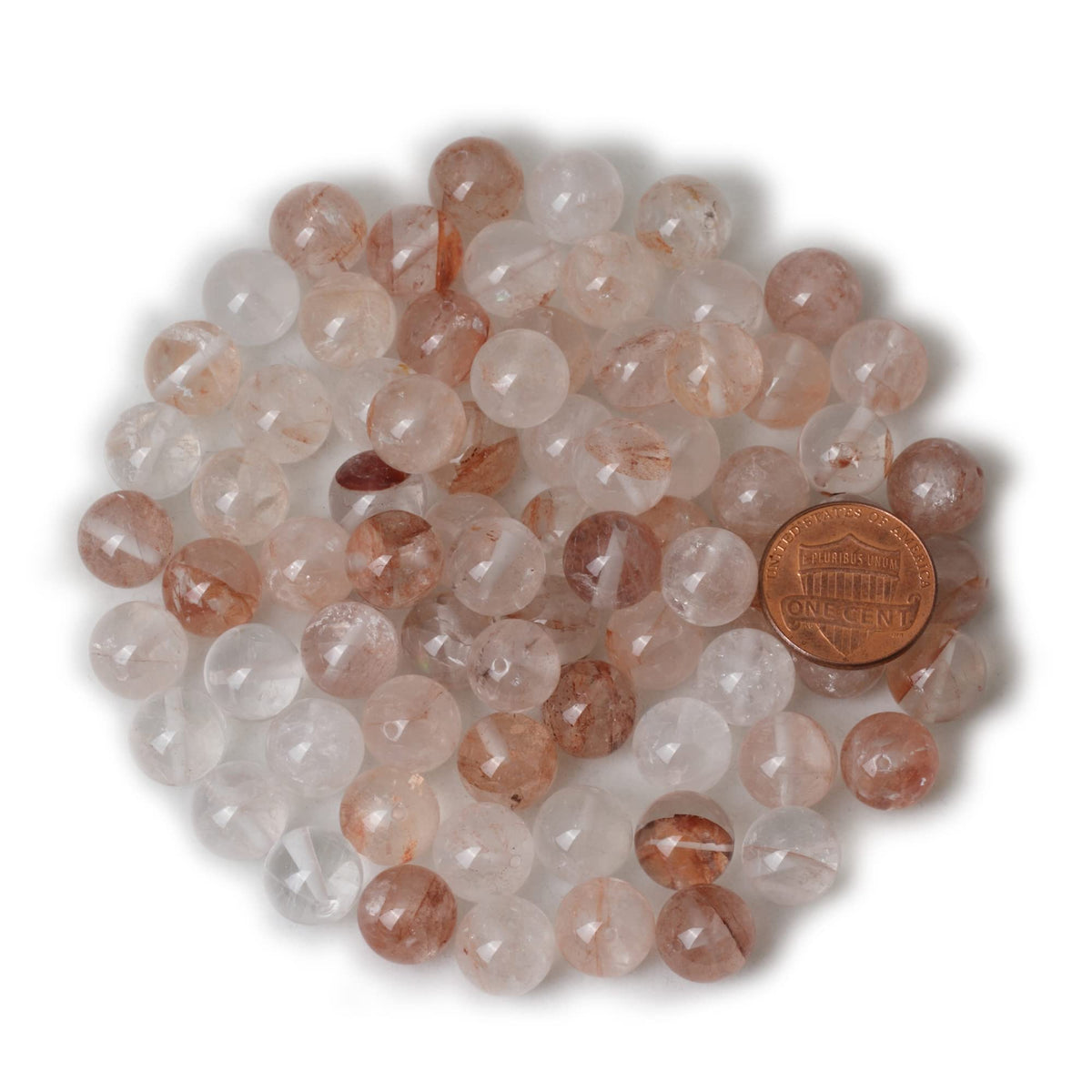 CHEAVIAN 35PCS 10mm Natural Blood Quartz Crystal Round Loose Beads for Jewelry Making 1 Strand 15"