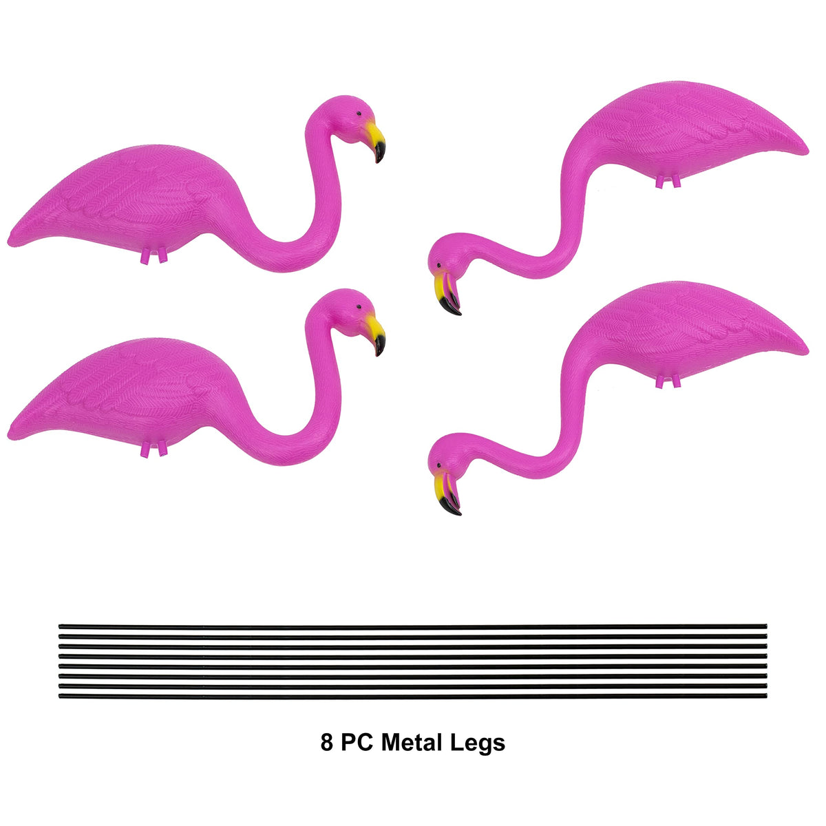 GIFTEXPRESS Pink Flamingos Yard Decorations - 4 Pack Small 14" Tall Plastic Flamingo Statue w/Metal Stakes - Lawn Ornaments & Garden Decor for Outdoor Parties