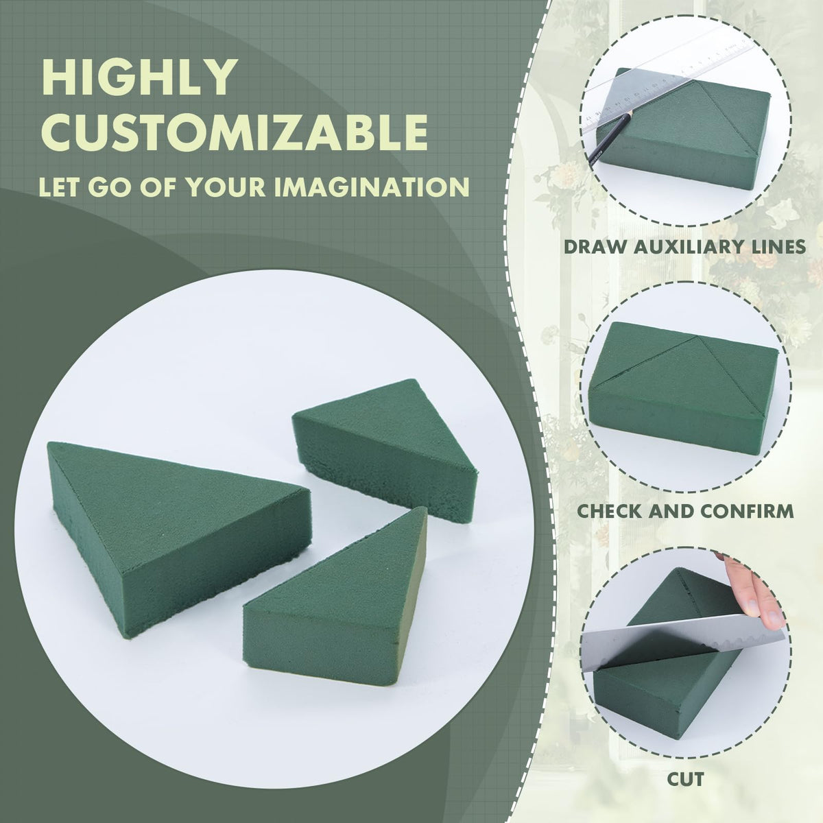 GNRZZT 30 PCS Floral Foam Blocks, 5.5"L x 3.1"W x 1.7"H Green Dry & Wet Flower Foam for Fresh and Artificial Flowers, Plant Foam for Wedding, Birthdays, Pary, Home Decorations