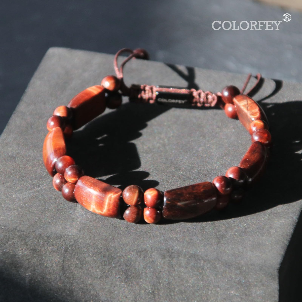 COLORFEY Mens Bracelet Beaded Tiger Eye Bracelets Real Red Tiger Eye Stone Bracelet Unique Gifts for Men Protection Crystal Bracelet, Premium Handmade Beads Bracelets Masculine Jewelry for Him