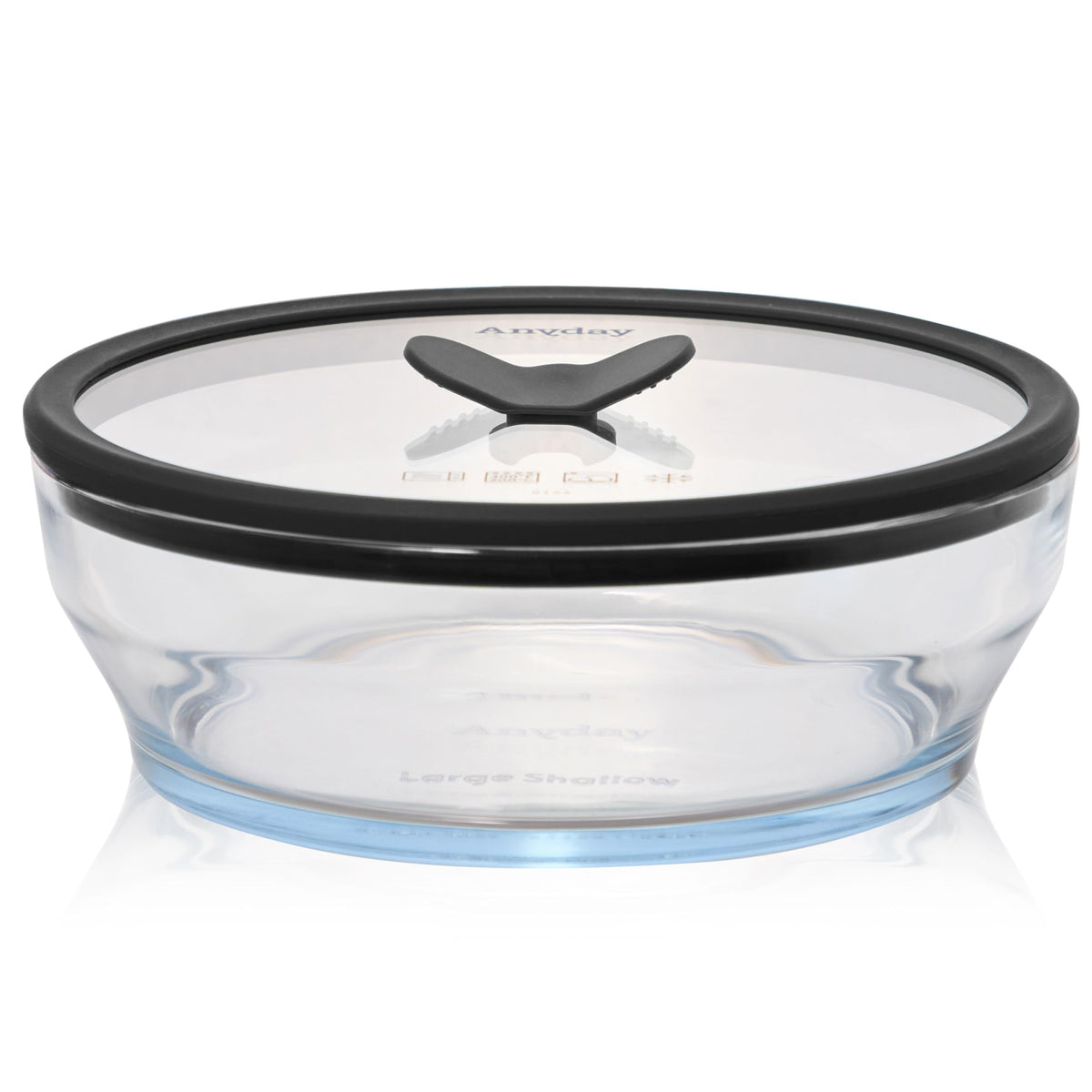Anyday 7-Cup Glass Microwave Steamer for Vegetables – BPA-Free Glass Vegetable Steamer Bowl with Vented Lid, Healthy Microwave Cooking Container for Broccoli, Veggies, Meal Prep (Clear Black Sesame)