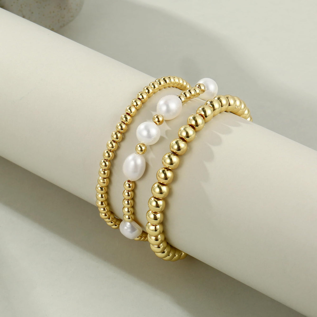 Badu Gold Beaded Bracelets for Women Boho Crystal Multiple Layered Stackable Wrap Bangle Set Paperclip Chain Trendy Jewelry (Gold-3Pcs-Pear2)
