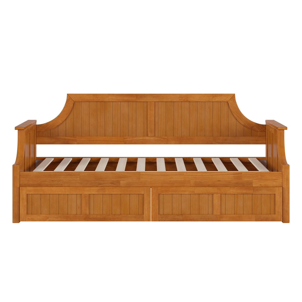 AFI, Cambridge Twin Size Wood Daybed Frame with 2 Storage Drawers, Light Toffee