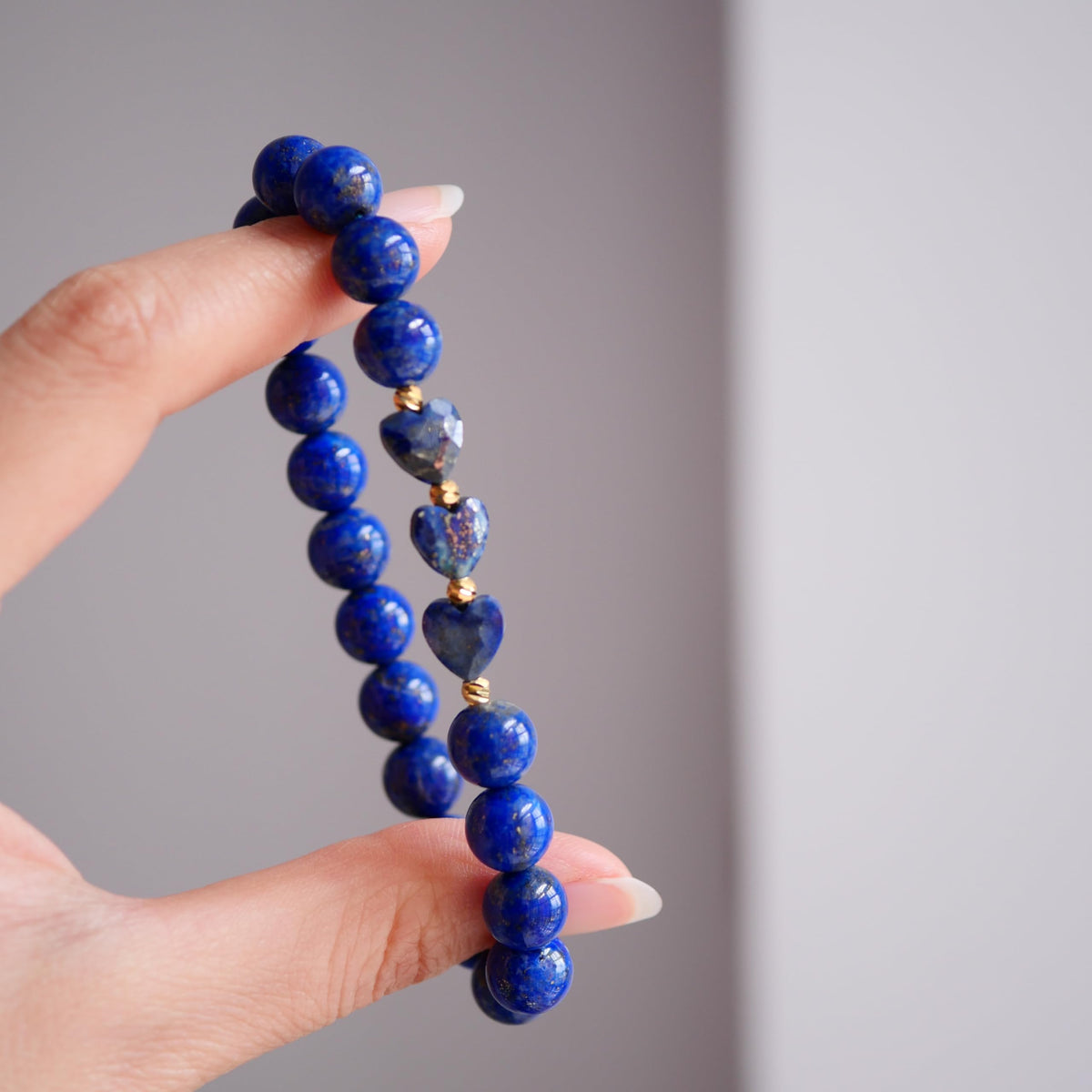 Lapis Lazuli Heart Bracelet for Women – Natural Blue Crystal Healing Stone Beads | Heart Shaped Gemstone Jewelry for Love, Stress Relief & Chakra Balance | Spiritual Gift with Box