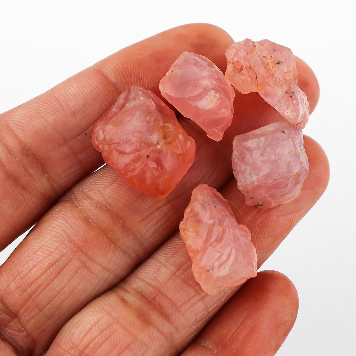 CRYSTALIS 5pcs Natural Big Pink Chrysolite Loose Gemstone Wholesale Bulk Rough Jewelry Making Supply, Chakra & Healing Raw Stones, Wire Wrapping, DIY, Gem Collection [12-16mm]