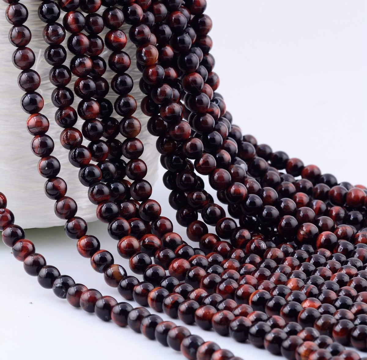 Natural Stone Beads 100pcs 10mm Red Tiger Eye Round Genuine Real Stone Beading Loose Gemstone Hole Size 1mm DIY Charm Smooth Beads for Bracelet Necklace Earrings Jewelry Making (Red Tiger Eye,10mm)