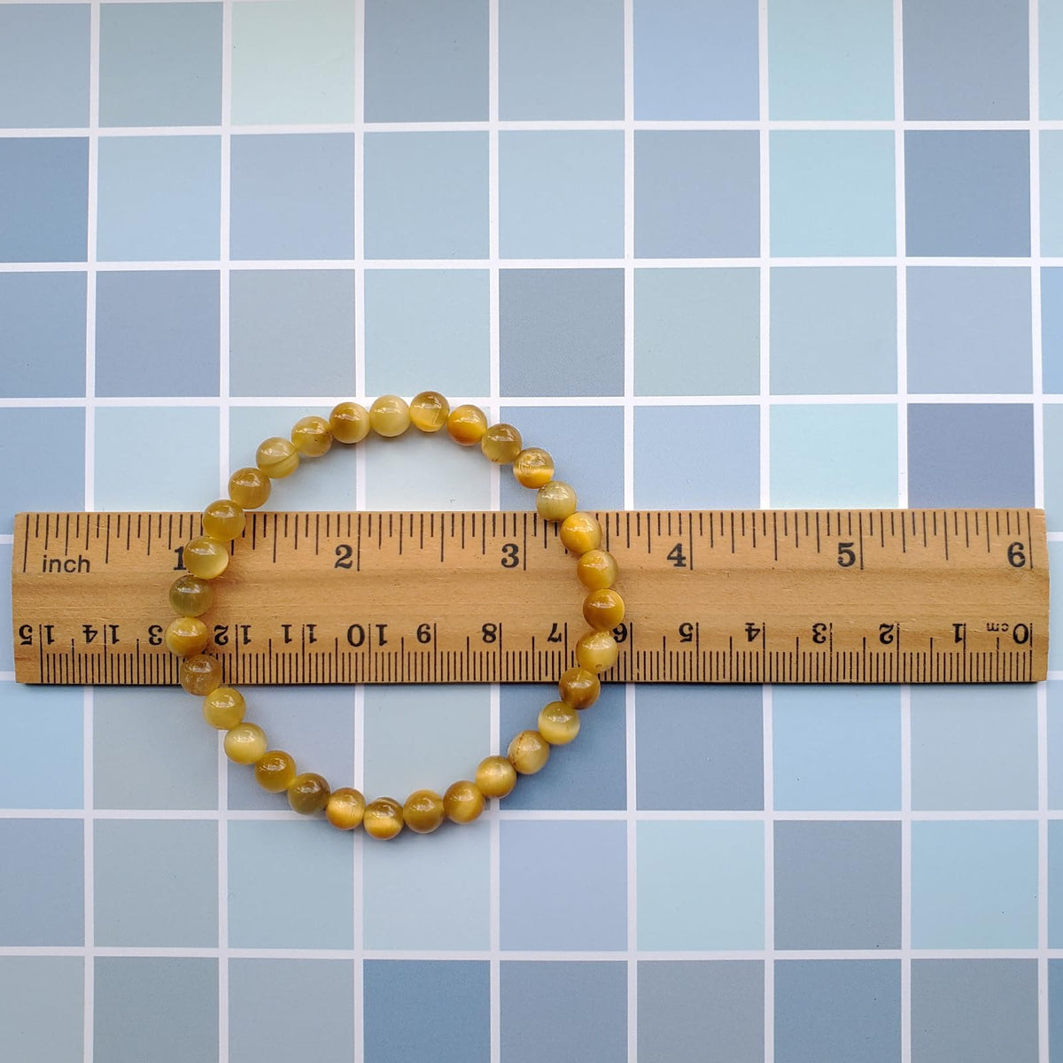 chengmu 6mm Golden Tiger Eye Stretch Bracelet, Natural Gemstone Round Stone Crystal Beads for Beaded Elastic Bracelet 7.5"