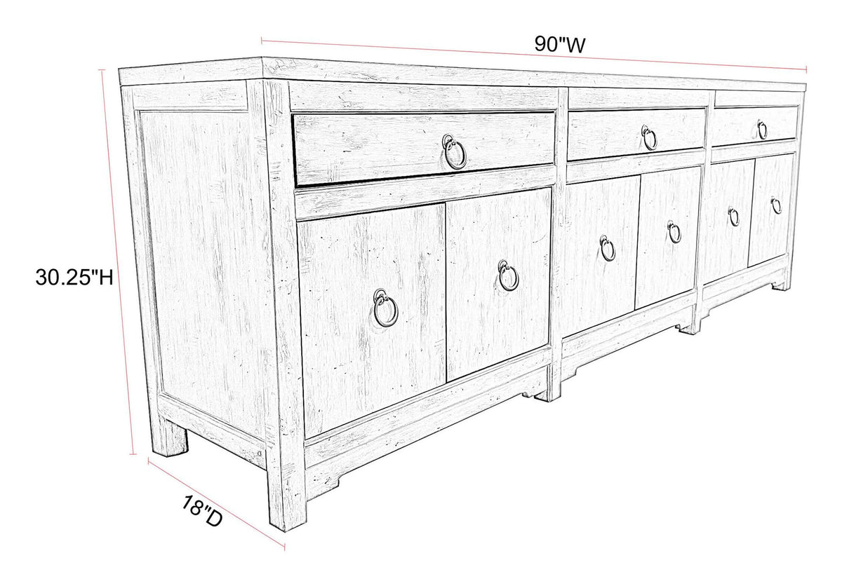 Parker House Edinburg Driftwood 90" Console