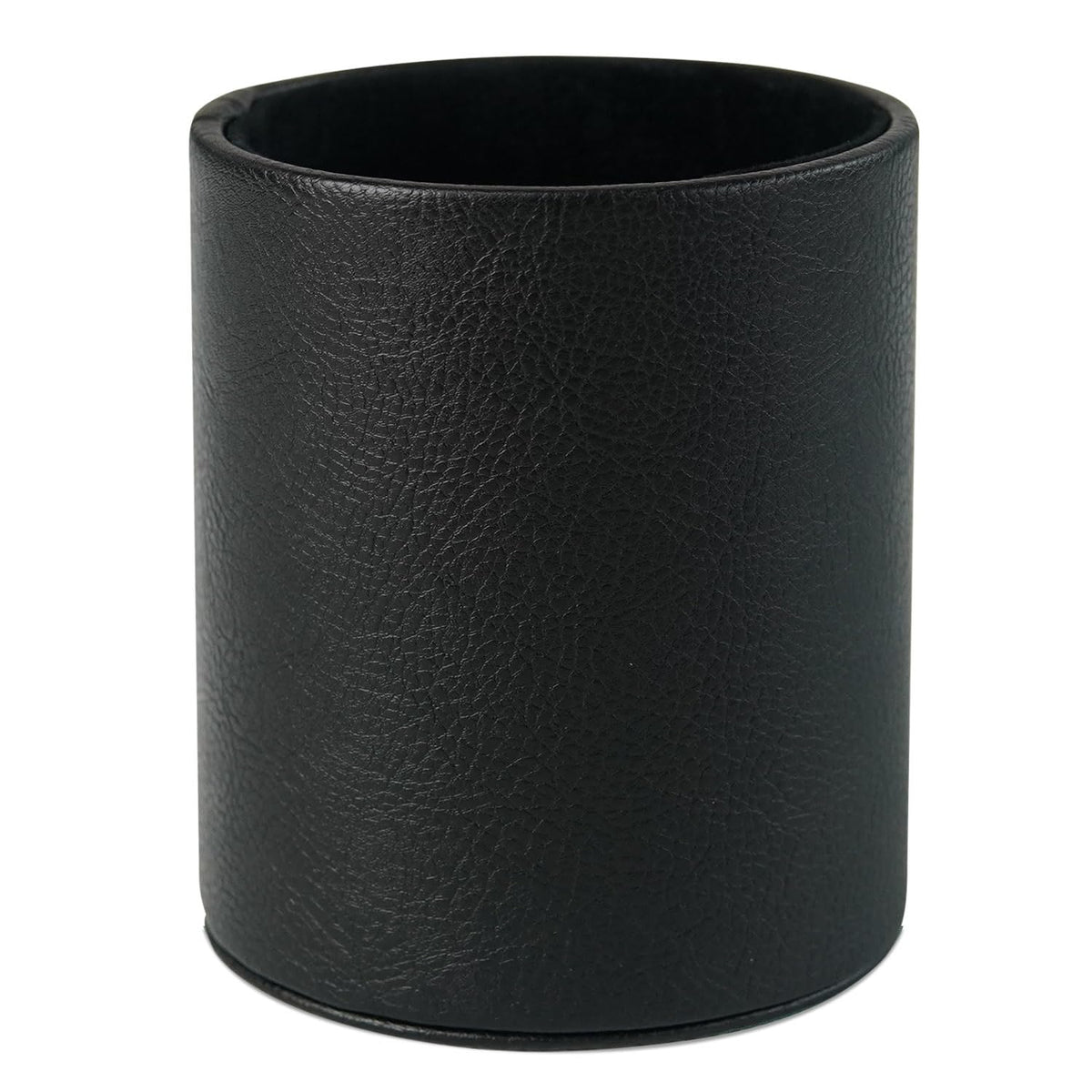 HEISHAYU PU Leather Pencil Pen Holder Cup Stand,Desk Accessories Holder,Makeup Brush Storage Organizer,Desktop Stationery Organizer for Office School Home Supplies (Black)