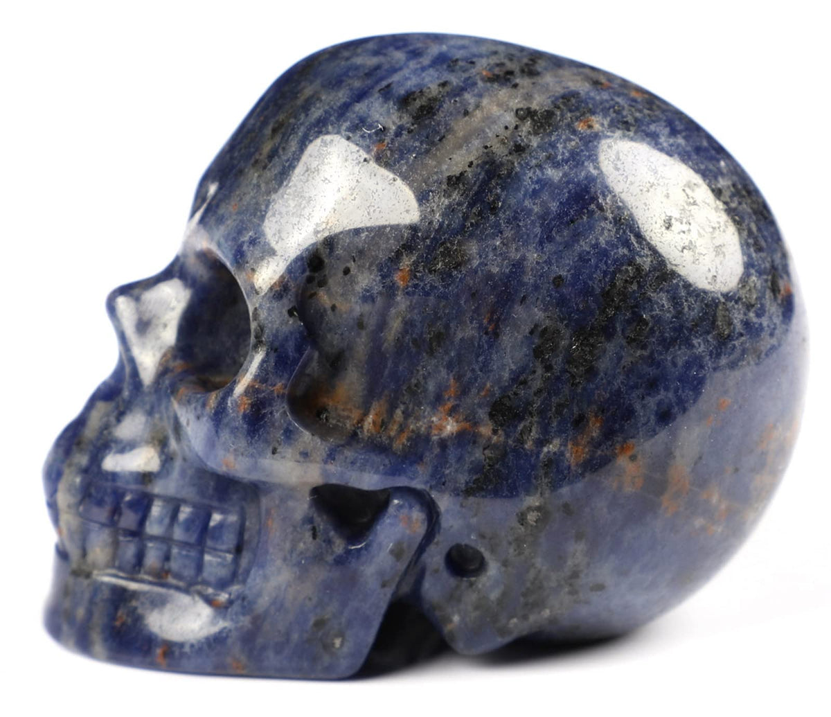 Skullis 2.0" Sodalite Crystal Skull, Hand Carved Gemstone Fine Art Sculpture, Reiki Healing Stone Statue.1380
