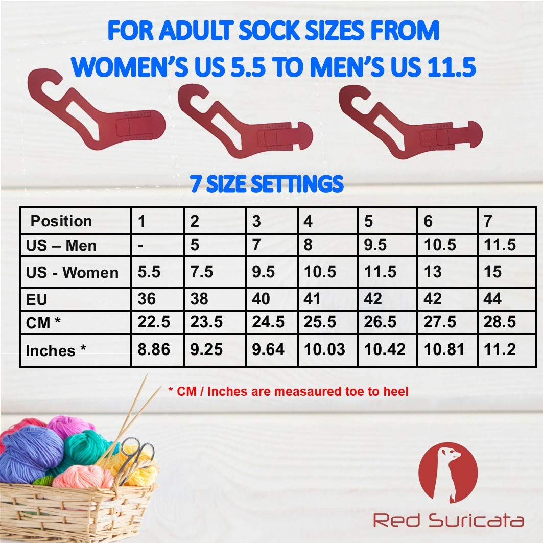Red Suricata Knit Blocking Bundle – Extra Thick Blocking Mats for Knitting & Curved Knit Blocking Comb Set & Adjustable Sock Blockers - All in one Combined Storage Bag (Inches Grid)