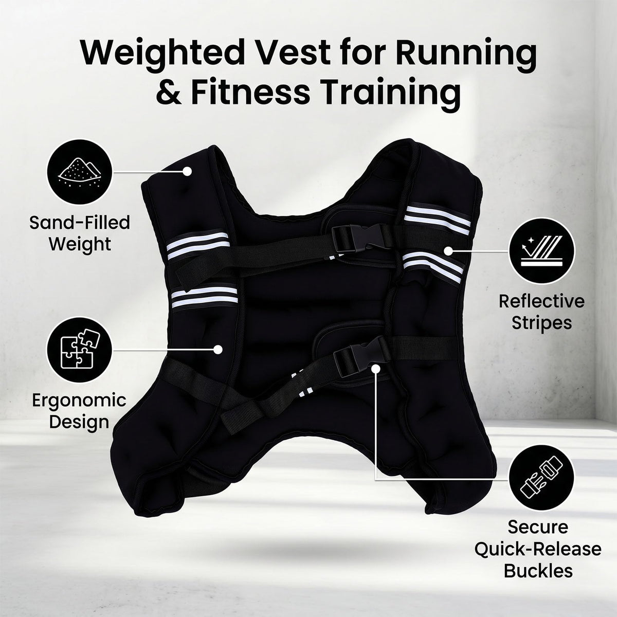 Luocute Weighted Vest, Adjustable Neoprene Body Weight Vest with Reflective Stripe for Men Women Strength Training Running Workout Jogging (5KG)