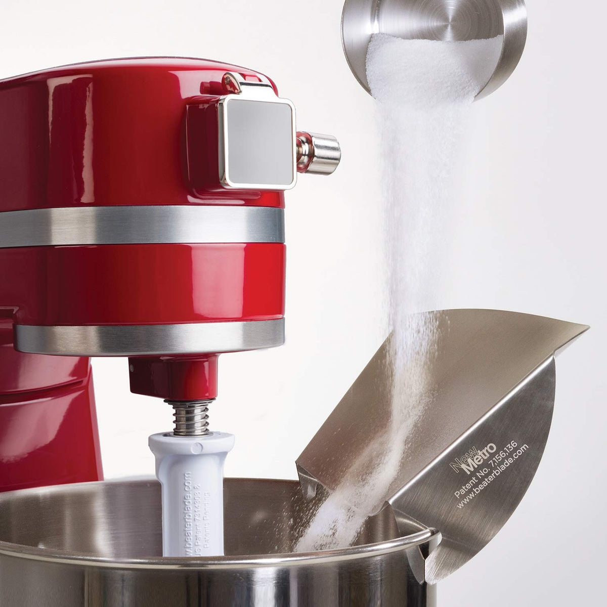 New Metro Design PC-10 Pouring Chute Compatible with KitchenAid Stand Mixer with Stainless Steel Bowl, Silver