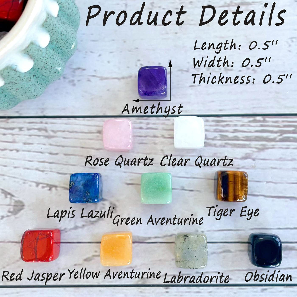 DUQGUHO 30 Pcs Healing Crystal Chakra Stones Set - Polished Tumbled Stones - Bulk Amethyst, Rose Quartz, Obsidian, Lapis Lazuli, Clear Quartz, Green Aventurine, Tiger Eye, Red Jasper
