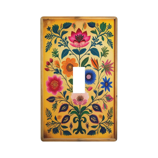 Decorative Art Light Switch Covers ColorFul Blooms Single Toggle Wall Plate Decorative Switchcover Electrical Switchplate for Home Decor