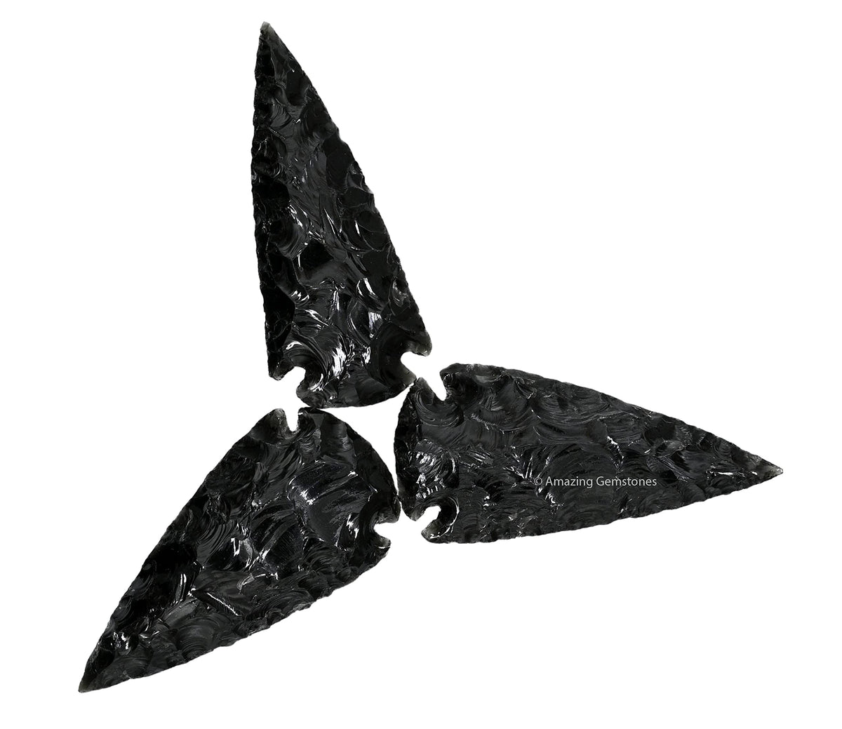 Amazing Gemstone 3 Pieces Black Obsidian Arrowhead, Crystal and Healing Stone Flint Rock Arrow Head - 2 to 3 Arrowheads for DIY Project Craft Point Jewelry Making