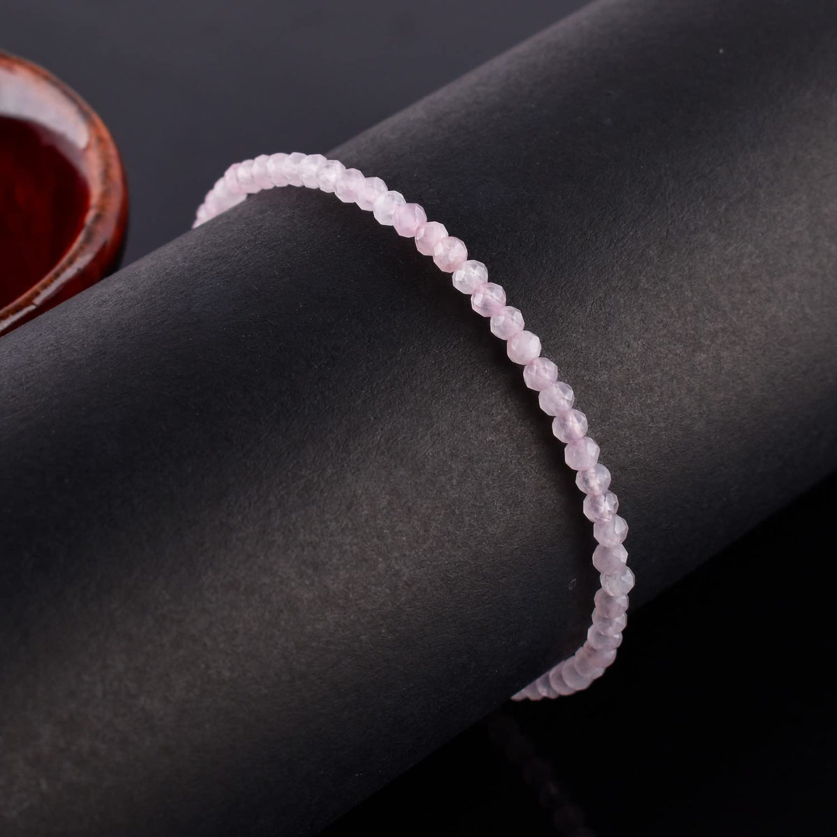 ZEMBIENCE Natural Rose Quartz Gemstones Bolo Bracelet, Micro-Faceted Beads Stones, Chakra Healing Crystals, Silver Plated, Adjustable Slider, Birthstones, Handmade, Women Jewelry, Valentine Gifts, 10"