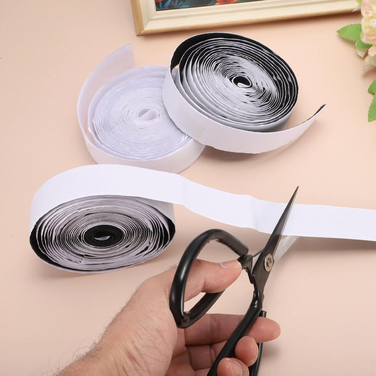 WGLILO 2 Inch x 15 Feet Hook and Loop Strips with Adhesive, Double Sided Nylon Self Adhesive Tape for Home Office School and Crafting, Prevent Sofa Cushions, Mats, Mattresses from Sliding, Black