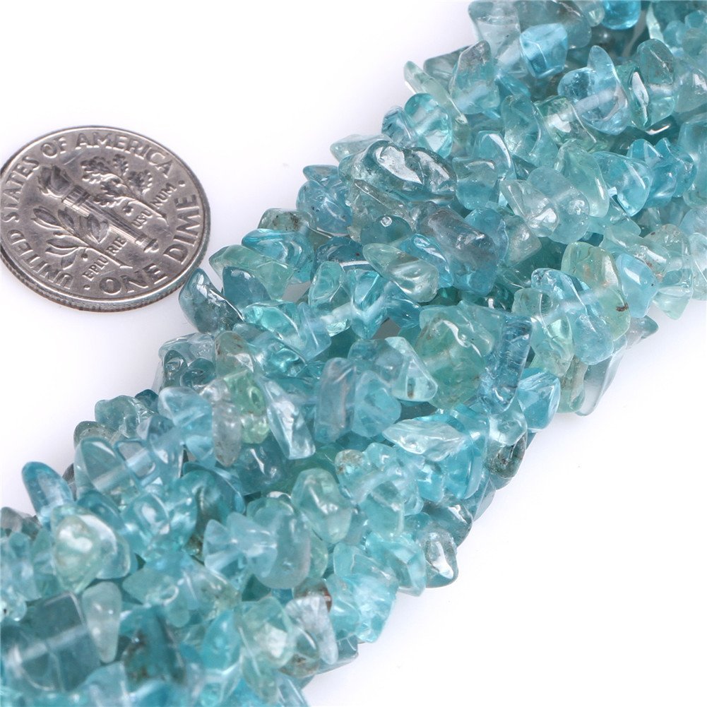 HAAMIIQII 4-6mm Natural Apatite Chip Beads Irregular Chip Stones Loose Gemstone Beads for Jewelry Making Strand 30 Inch