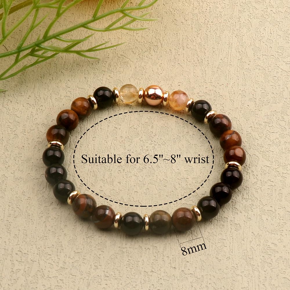 KSQS Healing Stone Bead Bracelet for Women, Natural Gemstones Balance Protection Bracelet, Spiritual Crystal Beads Bracelet Anxiety Relief with Meaning Card(#19)