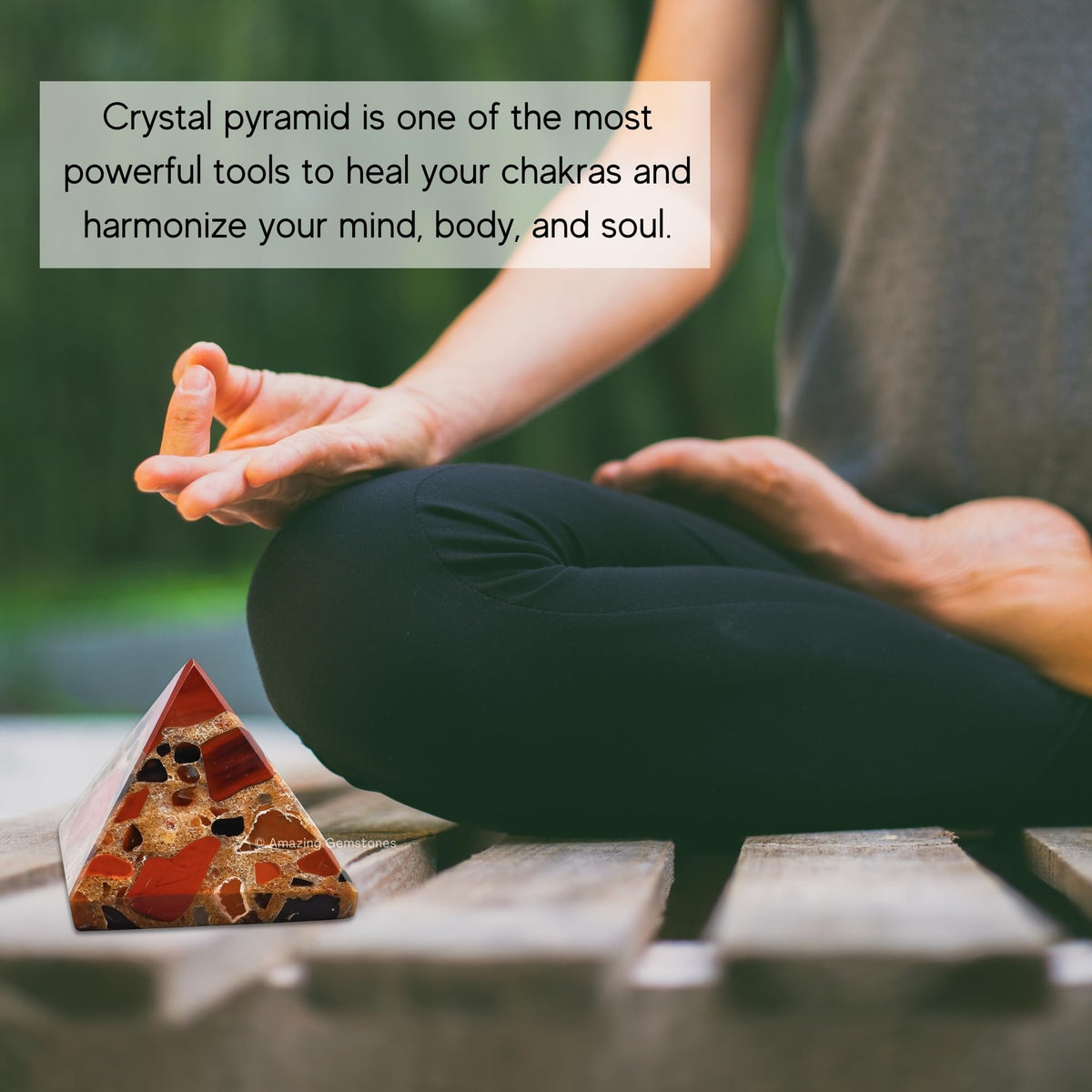Spotted Jasper Pyramid Crystal Healing Stones - 1" Great Pyramid Figurine of Natural Stone Pyramid for Meditation, Reiki, Chakra Balancing and Crystal Pyramids Grid