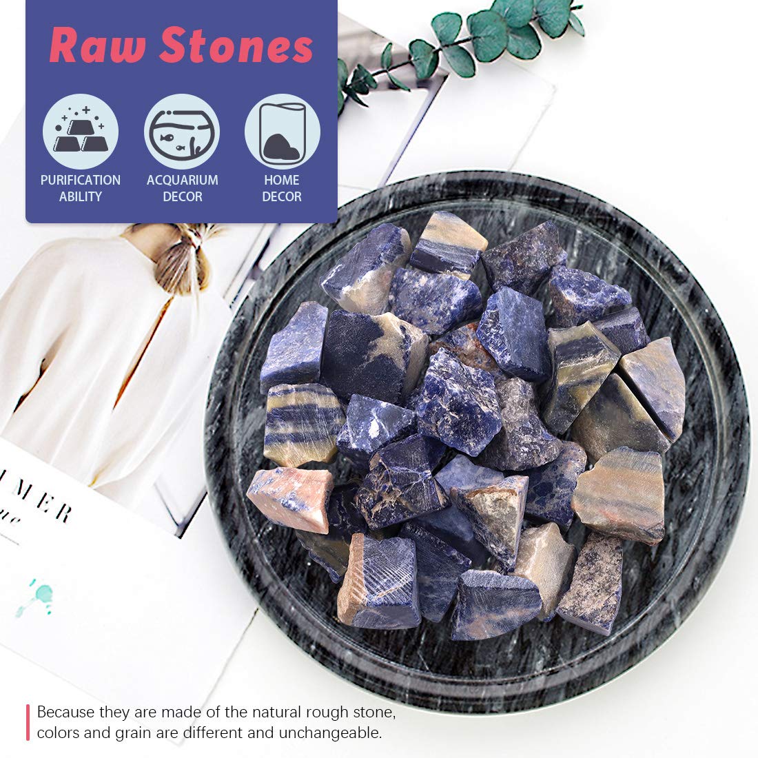 Hilitchi 1lb Bulk Raw Blue-Vein Stone Rough Crystal Stone for Cabbing, Tumbling, Cutting, Polishing, Wire Wrapping,Gem Mining, Wicca, Reiki and Crystal Healing